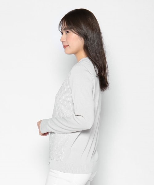 Vネックニットカーディガン 【カタログ掲載・アンサンブル対応・洗える】ハイツイストコットンアセテート カーディガン NA1734003706(13200円)