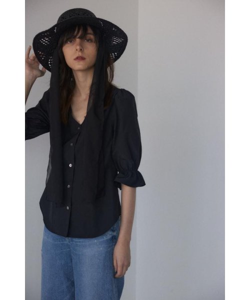 BLACK BY MOUSSY(ブラックバイマウジー)/gather vneck 7sleeve shirt/img08
