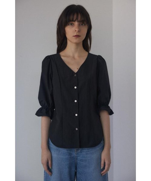 BLACK BY MOUSSY(ブラックバイマウジー)/gather vneck 7sleeve shirt/img09