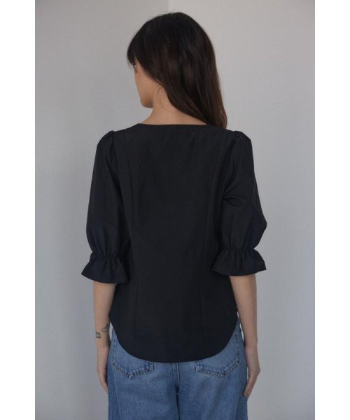 BLACK BY MOUSSY(ブラックバイマウジー)/gather vneck 7sleeve shirt/img11