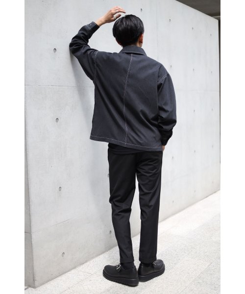 creare lino(クレアーレ・リノ)/くすみカラー ビックポケット 配色スッテチングシャツ<ユニセックス>/img05