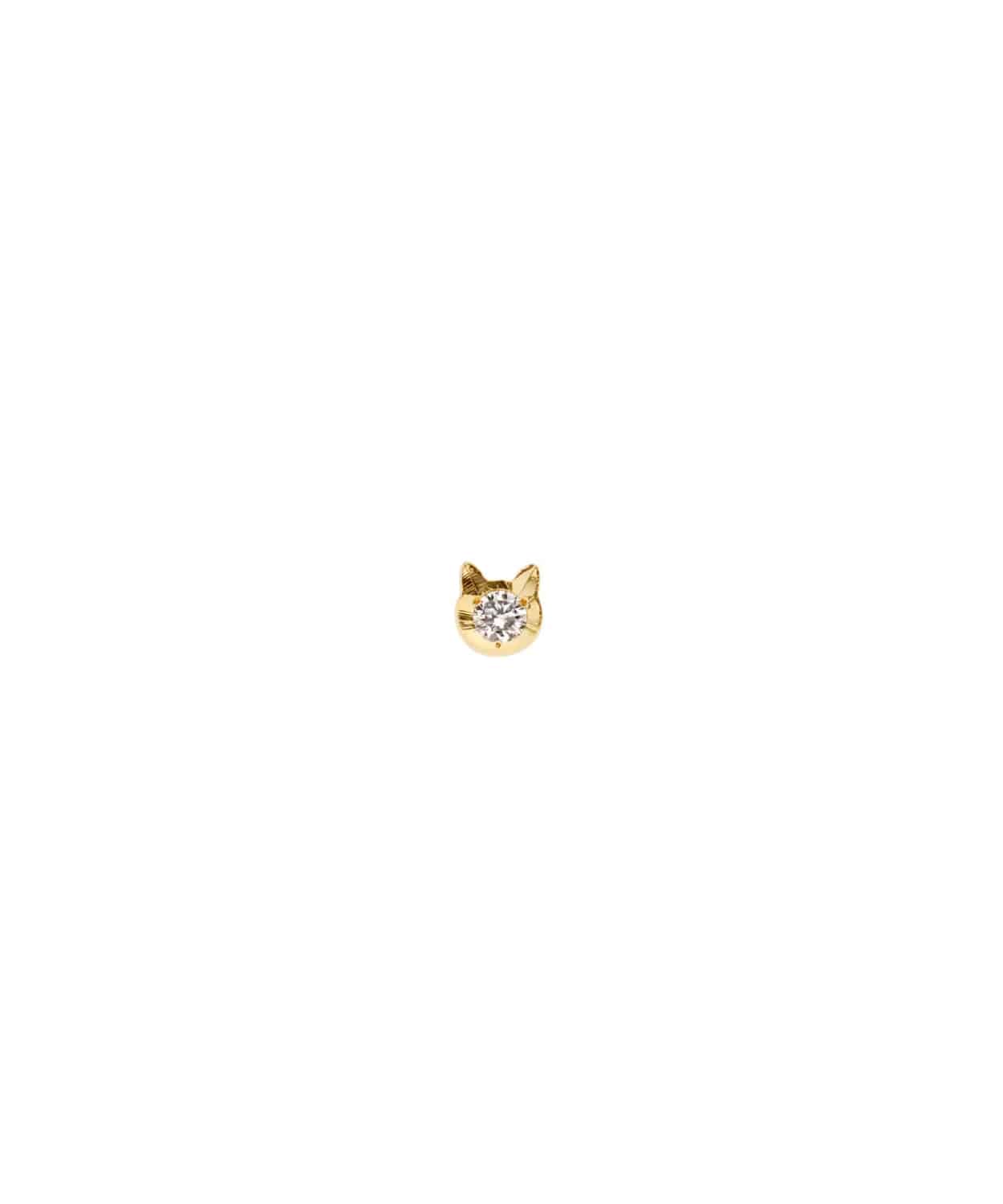 K10イエローゴールド ねこ ダイヤモンド ピアス（片耳用）【Me&Cats寄付対象商品】