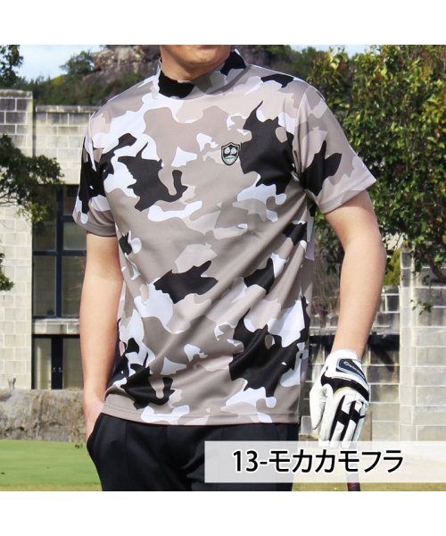 TopIsm(トップイズム)/ゴルフウェア モックネックシャツ メンズ GIORNO SEVEN ジョルノセブン ハイネックTシャツ 半袖 トップス 総柄 ロゴ ストレッチ 吸湿速乾ドライ/img15