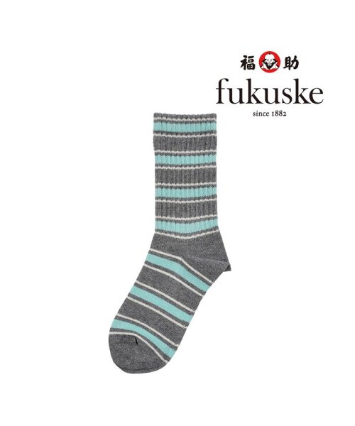 fukuske(フクスケ)/福助 公式  靴下 レディース fukuske (フクスケ) WACSプロジェクト ボーダー クルー丈  3163－845<br>婦人 女性  フクスケ fuk/img01