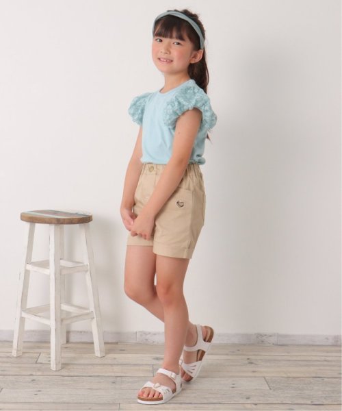 ikka kids(イッカ　キッズ)/フラワー柄チュールパフスリーブTシャツ（120〜160cm）/img05