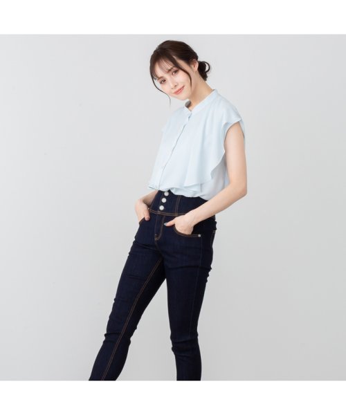 MAC HOUSE(women)(マックハウス（レディース）)/NAVY ネイビー シフォンラッフルブラウス N23－2－21047/img04