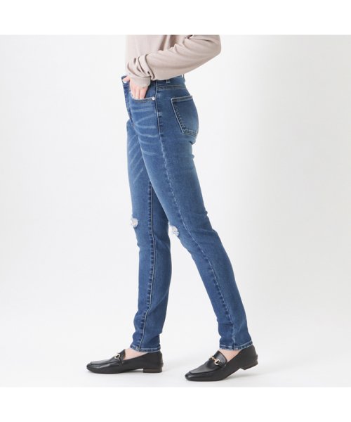 MAC HOUSE(women)(マックハウス（レディース）)/NAVY ネイビー GOOD STYLE JEANS ダメージスキニーパンツ 141423328/img01