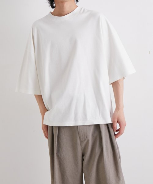 ADAM ET ROPE'(アダム　エ　ロペ)/【Albini/アルビニ】オーガニック ポンチ ドロップショルダー ビッグ Tシャツ/img01