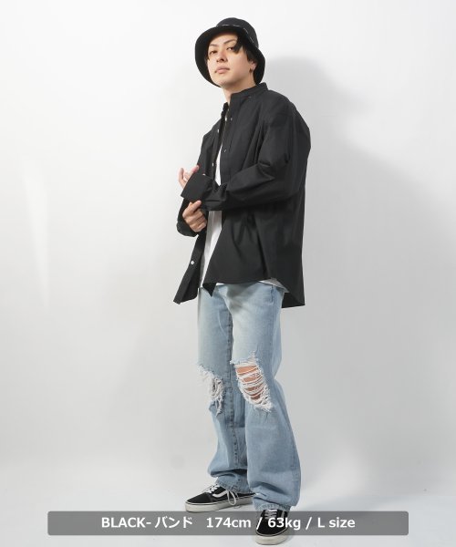 1111clothing(ワンフォークロージング)/シャツ メンズ ストライプシャツ レディース レギュラーカラー 長袖シャツ バンドカラー ロングシャツ カジュアルシャツ シャツワンピース 長袖 オーバーサイズ/img11