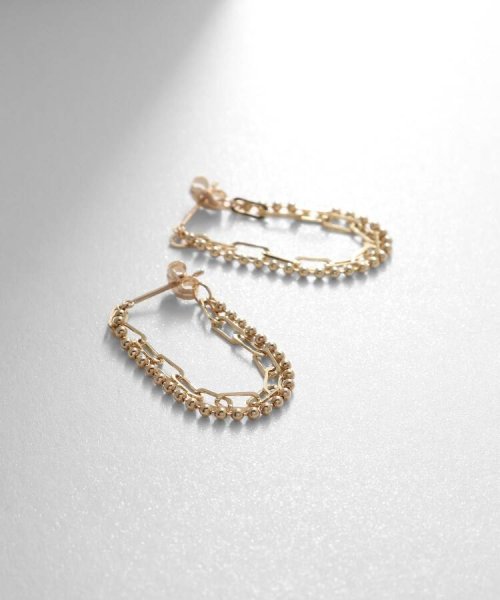 K10ケーブル×ボールチェーン フープピアス 