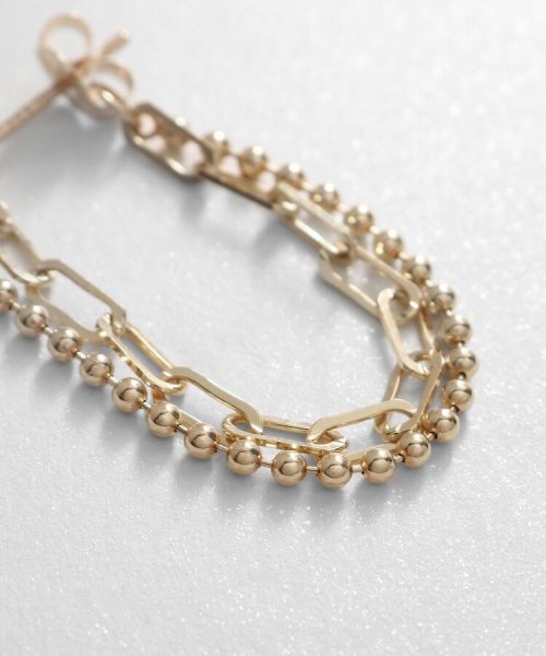 K10ケーブル×ボールチェーン フープピアス 