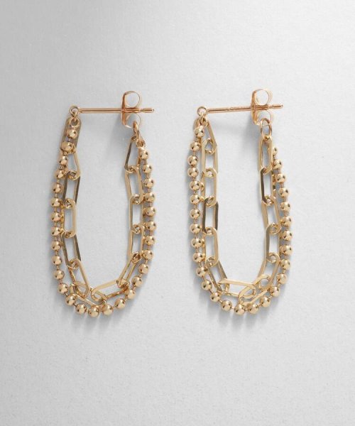 K10ケーブル×ボールチェーン フープピアス 