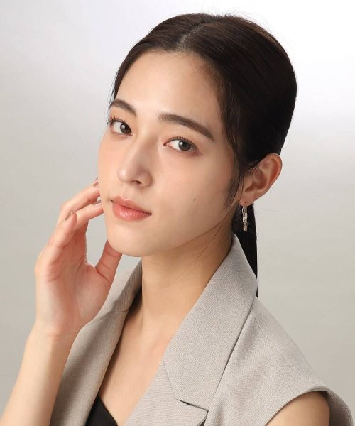 K10ケーブル×ボールチェーン フープピアス 