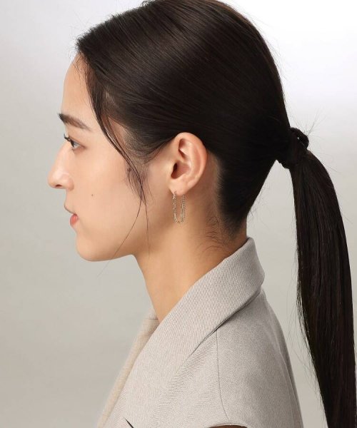 K10ケーブル×ボールチェーン フープピアス 