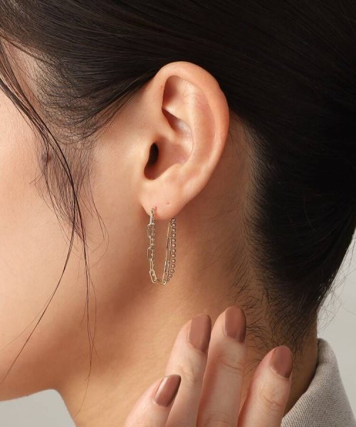 K10ケーブル×ボールチェーン フープピアス 