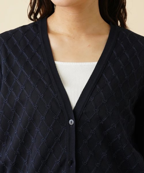 Vネックニットカーディガン 【カタログ掲載・アンサンブル対応・洗える】ハイツイストコットンアセテート カーディガン NA1734003706(13200円)