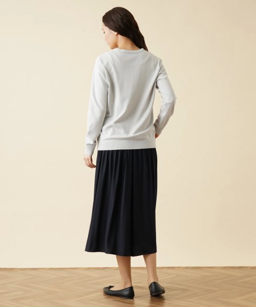 Vネックニットカーディガン 【カタログ掲載・アンサンブル対応・洗える】ハイツイストコットンアセテート カーディガン NA1734003706(13200円)