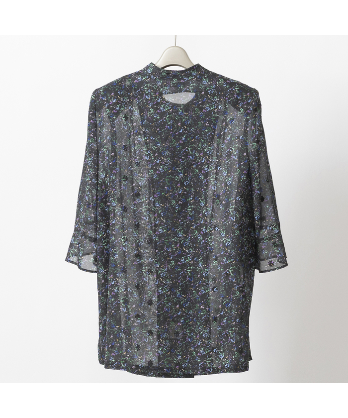 【Selection】　海島綿カットジャカード　スタンドカラーブラウス セール】 【Selection】 海島綿カットジャカード スタンドカラー