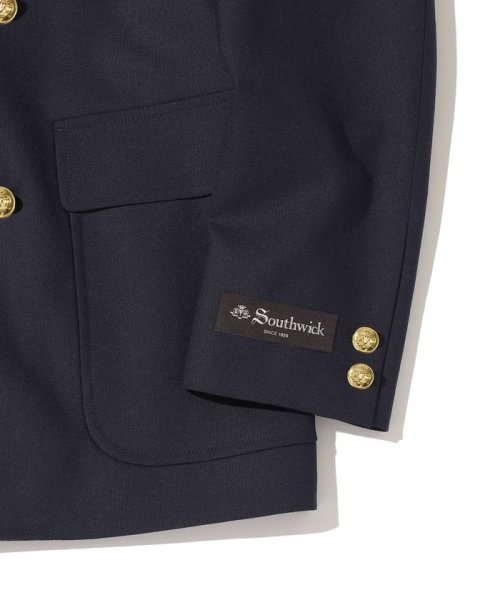 Southwick Gate Label: ウール ネイビー ダブルブレザー Gate Southwick Label IN