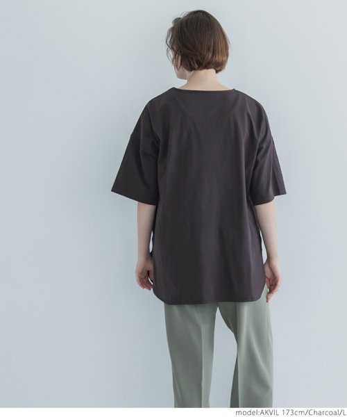 coca(コカ)/【COTTON from the US】サイドスリット5分丈カットソー（Tシャツ/ビックシルエット）/img18