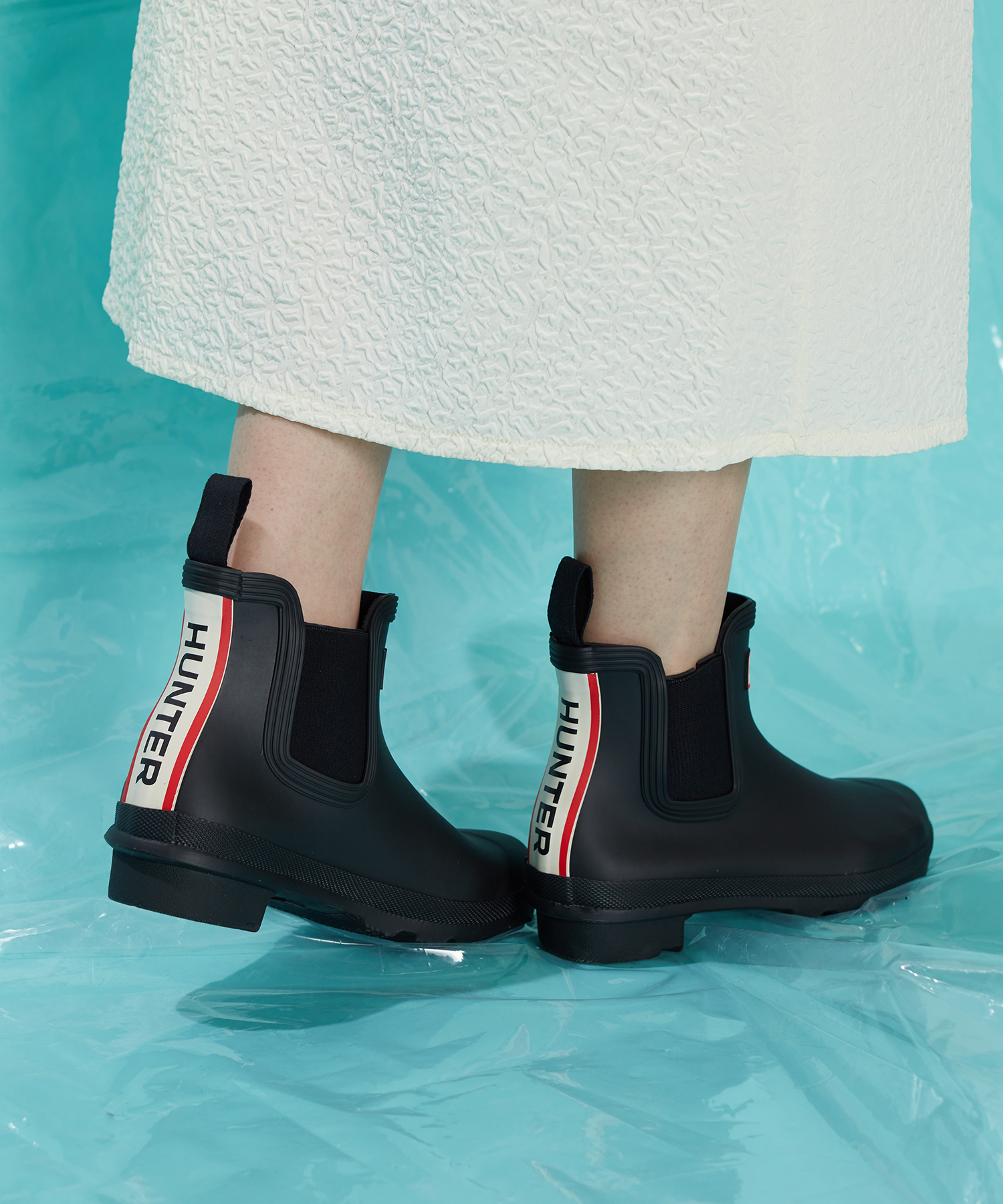 オリジナル チェルシー ハンター トリ カラー ロゴ バックストラップ ブーツ ハンター HUNTER レディース オリジナル チェルシー ハンター トリ