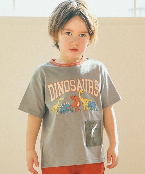 SLAP SLIP(スラップスリップ)/【お揃い】恐竜プリントカレッジラインTシャツ(80~130cm)/img03
