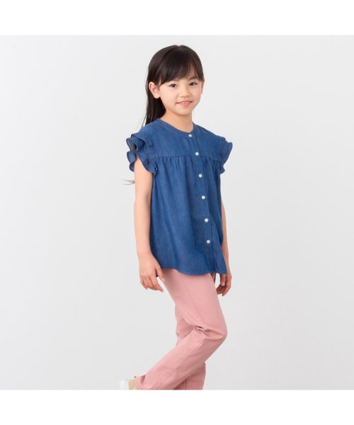 MAC HOUSE(kid's)(マックハウス（キッズ）)/NAVY ネイビー リヨセルデニムフリルシャツ N23－3－21025/img03