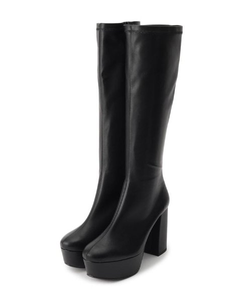 厚底ラク盛りヒールストレッチロングブーツ 