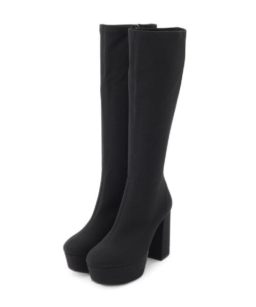 厚底ラク盛りヒールストレッチロングブーツ 