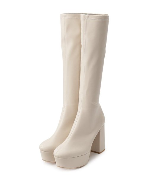 厚底ラク盛りヒールストレッチロングブーツ 
