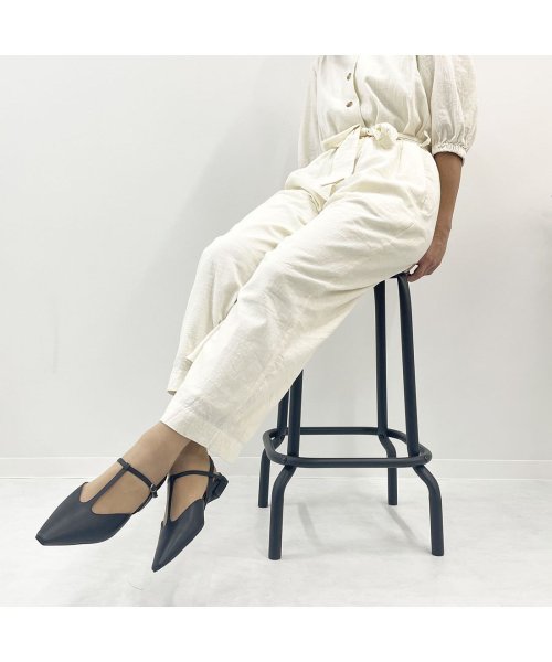 ポインテッドトゥTストラップパンプス 本革 T1405541254(10797円)