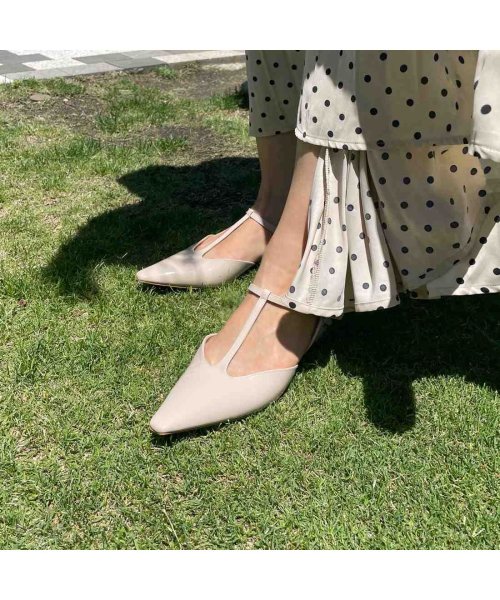 ポインテッドトゥTストラップパンプス 本革 T1405541254(10797円)