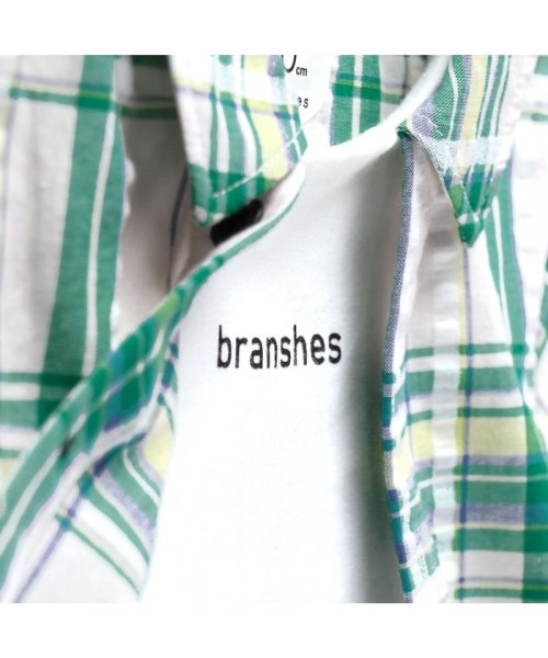BRANSHES(ブランシェス)/【ペア/お揃い】チェックシャツ重ね着風半袖カバーオール/img14