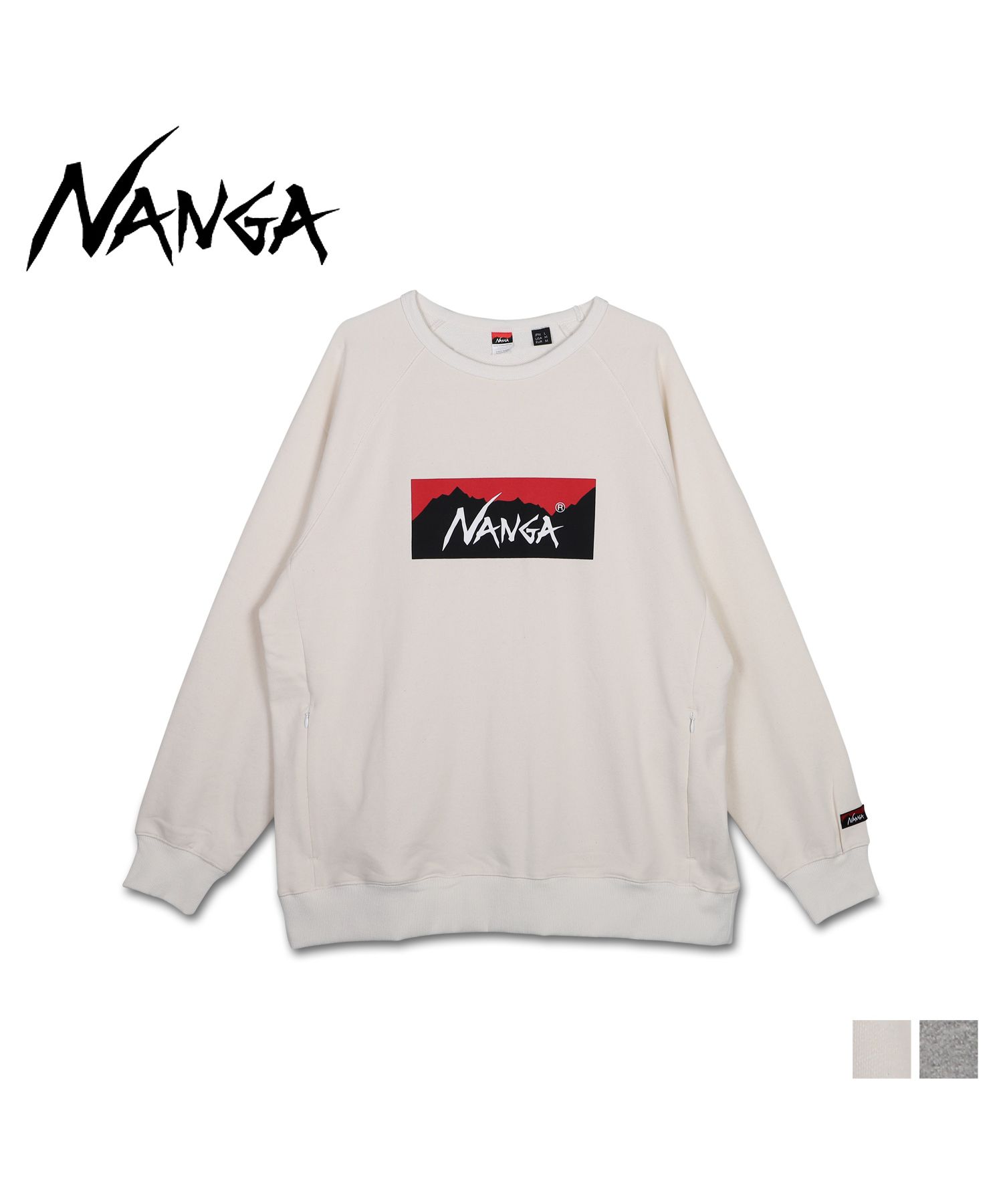 NANGA ナンガ トレーナー スウェット エコ ハイブリット ボックスロゴ メンズ ECO HYBRID BOX LOGO SWEATSHIRT  ホワイト グ