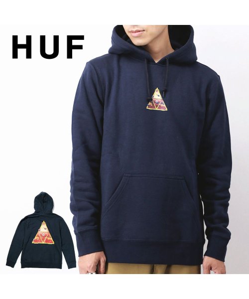 HUF(ハフ)/ハフ HUF パーカー メンズ トップス 長袖 フード プルオーバーフーディ 白 トレーナー カジュアル 裏起毛 シンプル ストリート  ネイビー ホワイト S/img01