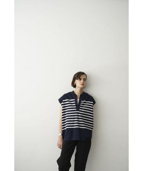 CLANE(クラネ)/WIDE HENLEY NECK N/S BORDER TOPS/img12