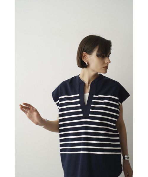 CLANE(クラネ)/WIDE HENLEY NECK N/S BORDER TOPS/img13