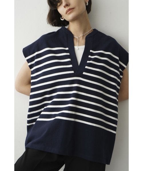 CLANE(クラネ)/WIDE HENLEY NECK N/S BORDER TOPS/img18