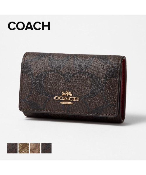 COACH(コーチ)/COACH 77998 キーケース レディース コーチ 小物 キレカジ 無地 シンプル コンパクト ギフト プレゼント 小物 通勤 通学 ブラウン×ブラック ベ/img01