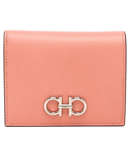 フェラガモ 二つ折り財布 ガンチーニ コンパクト財布 ピンク レディース FERRAGAMO 22D780 758509 FERRAGAMO フェラガモ 二つ折り財布 ガンチーニ コンパクト財布 ピンク レディース 22D780