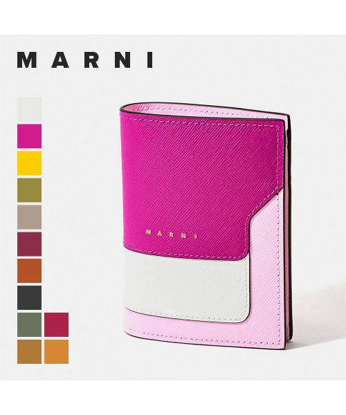 MARNI(マルニ)/マルニ MARNI 二つ折り財布 PFMOQ14U13 LV520 レディース 財布 サフィアーノカーフスキン バイフォールド ミニ財布 レザー バイカラー ウ/img01