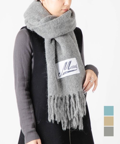 マルニ MARNI SCZC0033Q0 UAW004 マフラー メンズ レディース ファッション小物 ウール ストール ロゴラベル フリンジ 無地 大判 防寒 メンズ ファッション小物 レディース