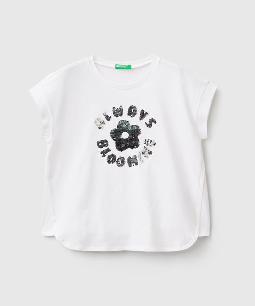 BENETTON (UNITED COLORS OF BENETTON GIRLS)(ユナイテッド　カラーズ　オブ　ベネトン　ガールズ)/キッズグリッターロゴプリント半袖Tシャツ・カットソーG/img01