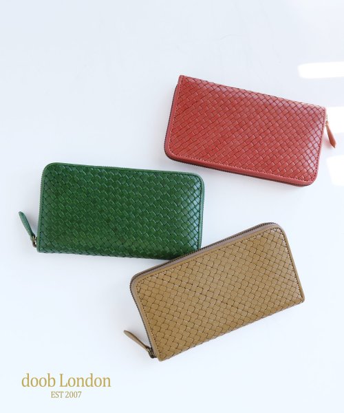 [doob London]イタリア ヌメ革 メッシュ ラウンドファスナー 長財布 イタリア ヌメ革 ラウンドファスナー
