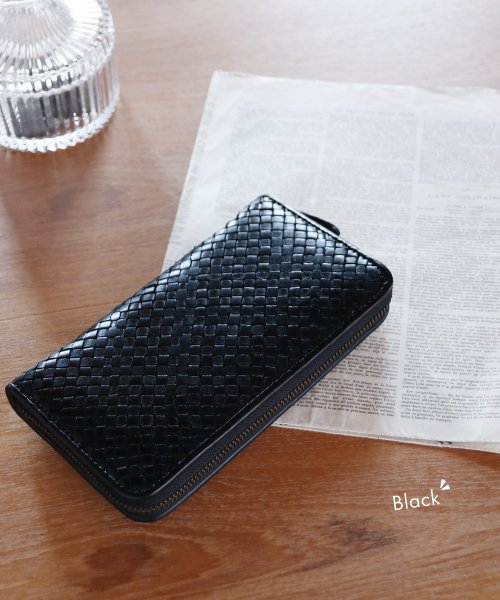 [doob London]イタリア ヌメ革 メッシュ ラウンドファスナー 長財布 イタリア ヌメ革 ラウンドファスナー