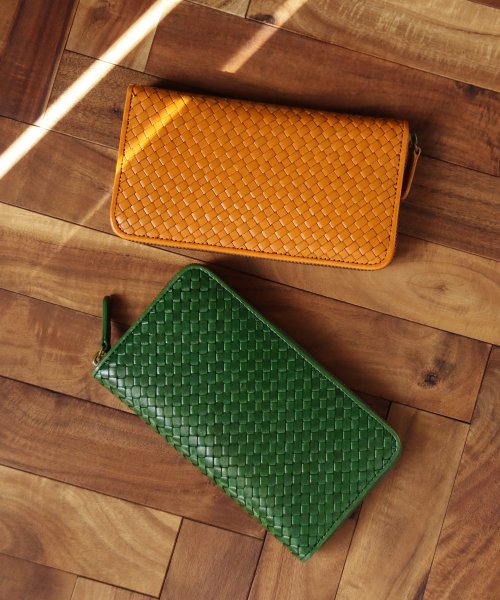 [doob London]イタリア ヌメ革 メッシュ ラウンドファスナー 長財布 イタリア ヌメ革 ラウンドファスナー