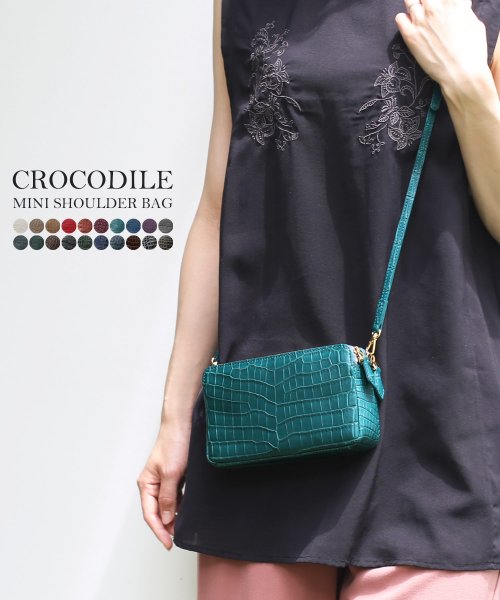 ナイルクロコダイルマット加工ミニショルダーバッグ 本革 なし