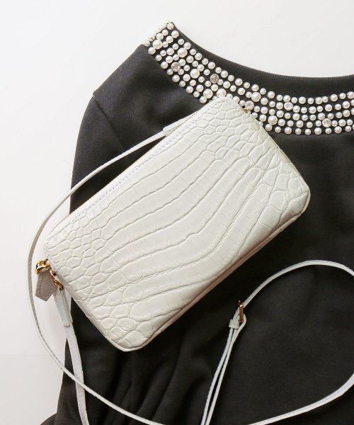 ナイルクロコダイルマット加工ミニショルダーバッグ 本革 なし