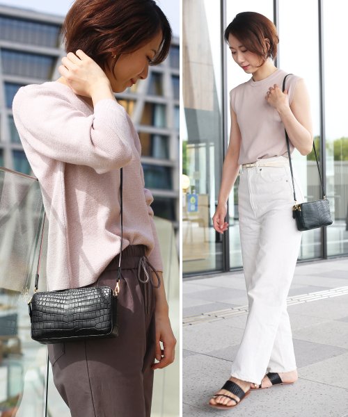 ナイルクロコダイルマット加工ミニショルダーバッグ 本革 なし