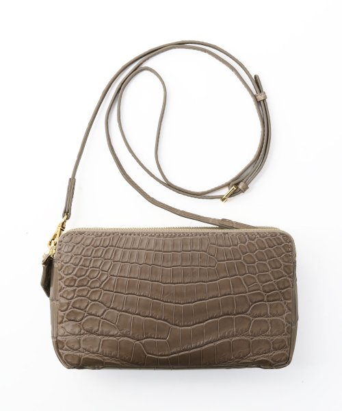 ナイルクロコダイルマット加工ミニショルダーバッグ 本革 なし
